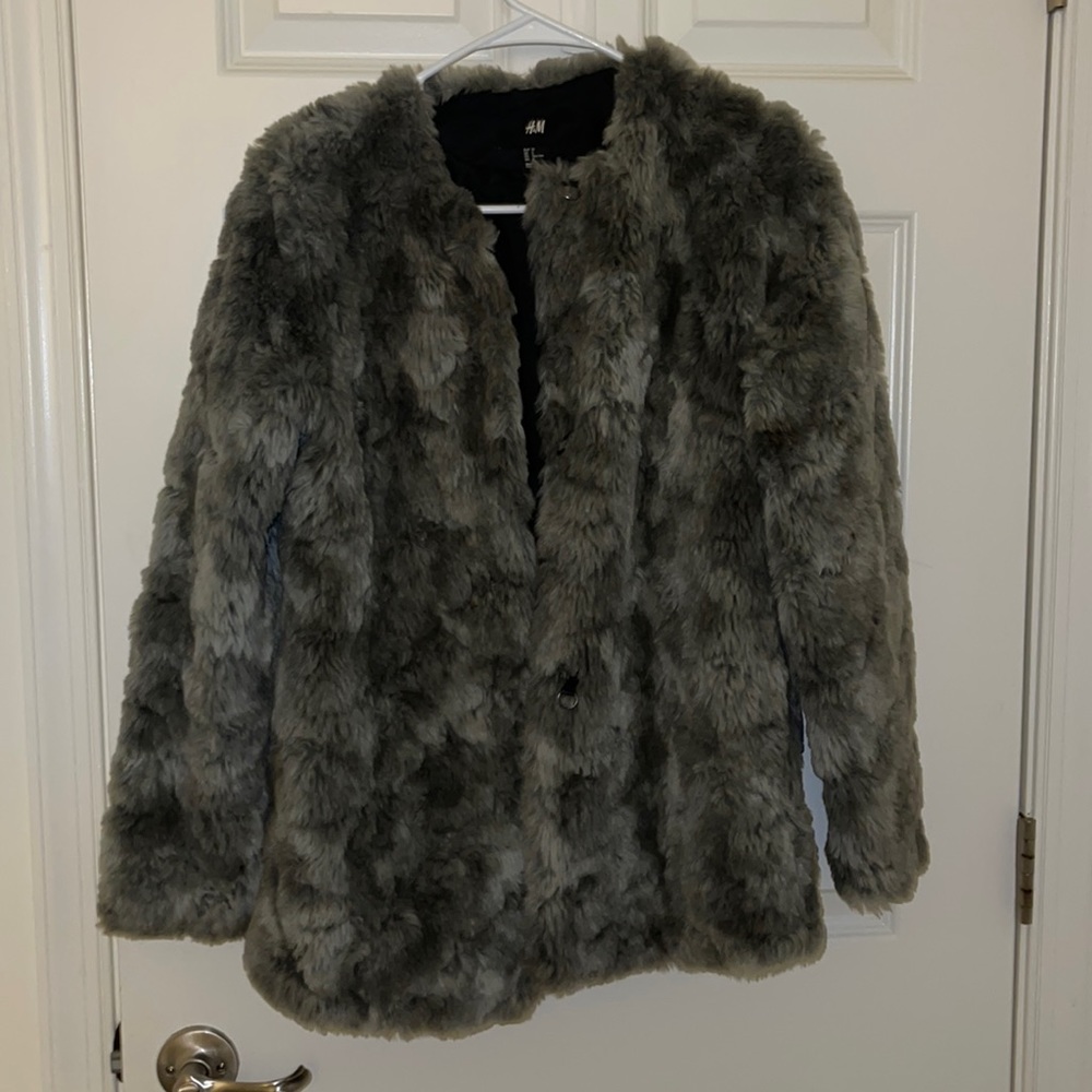 Gray Fur Coat size 2